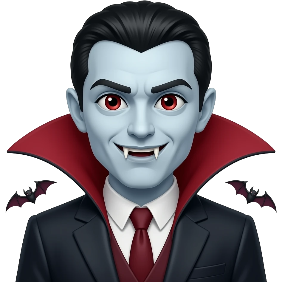 Vampire with bat around emoji