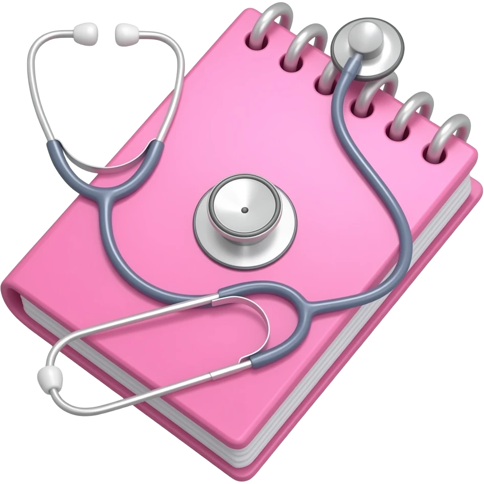 pink notebook with stethoscope on pages emoji | AI Emoji Generator