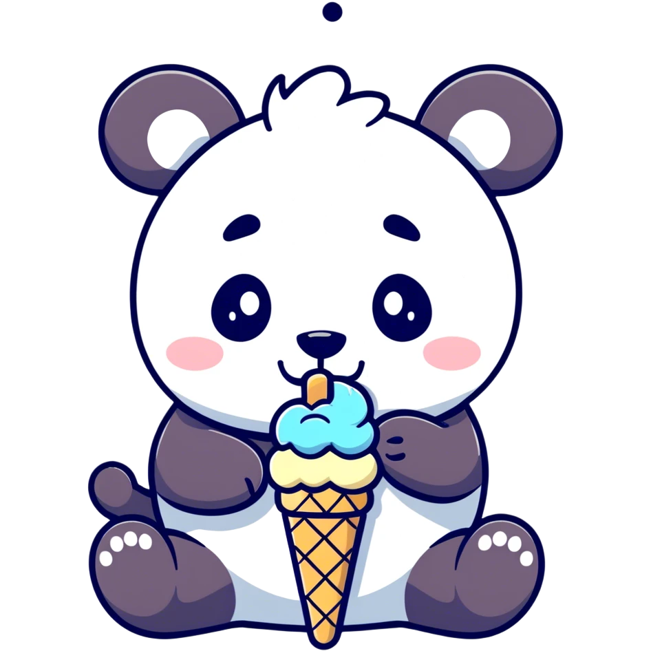 Panda eating ice cream emoji