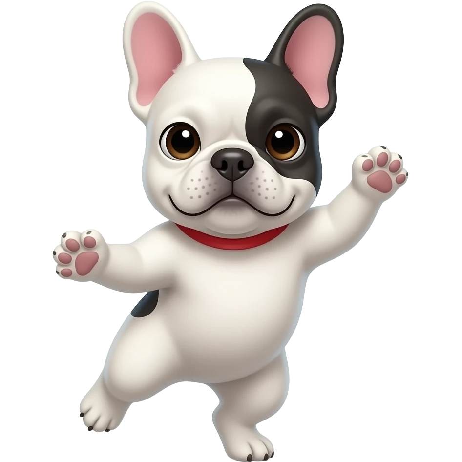 Танцюючий французький бульдог білий emoji