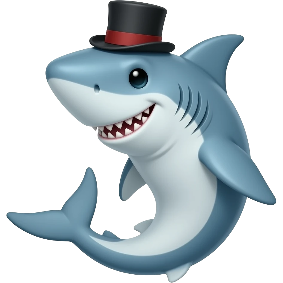 Shark with a top hat emoji