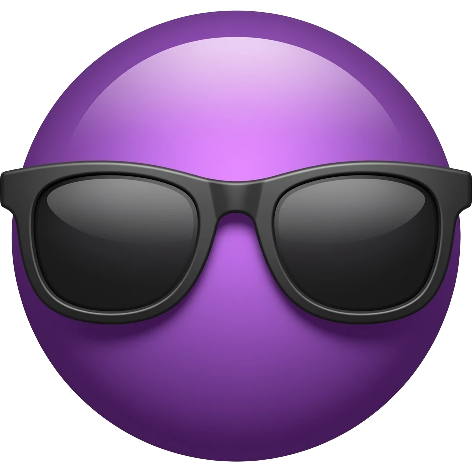 Purple ball head emoji with dark glasses emoji
