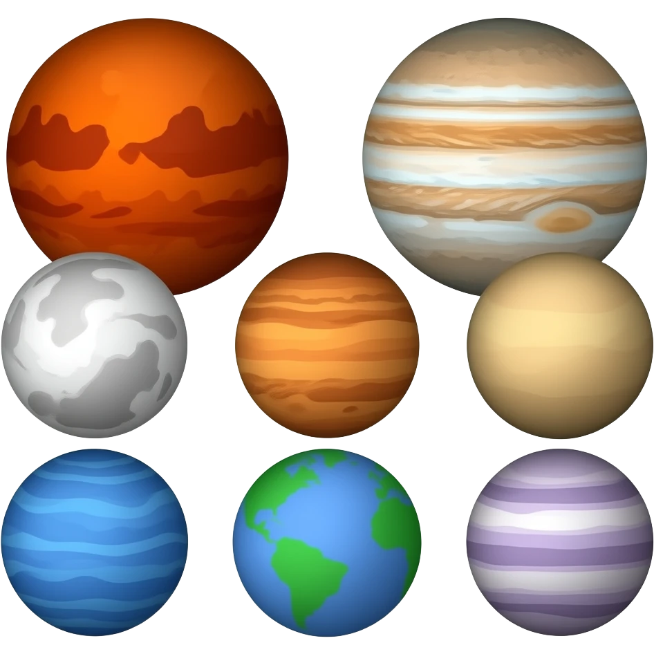 Mars and Júpiter and Mercury and veunsand neptune and Urauns emoji emoji