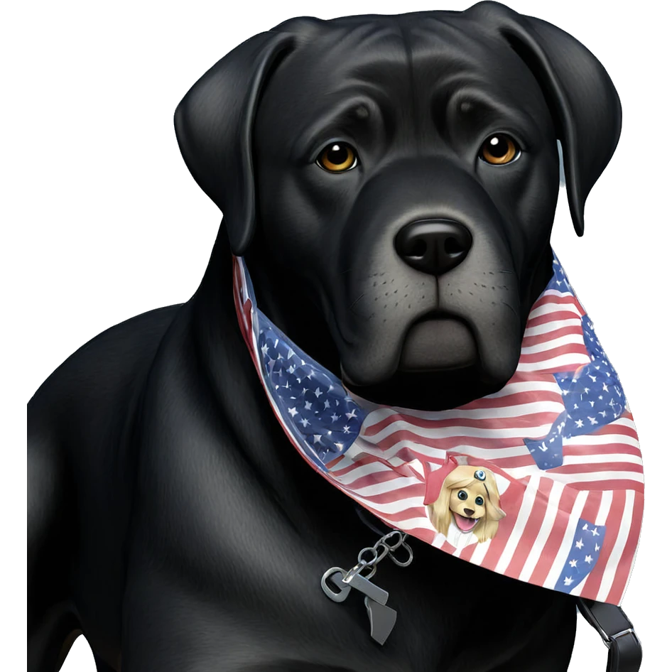 dog on ocean shore with flag emoji