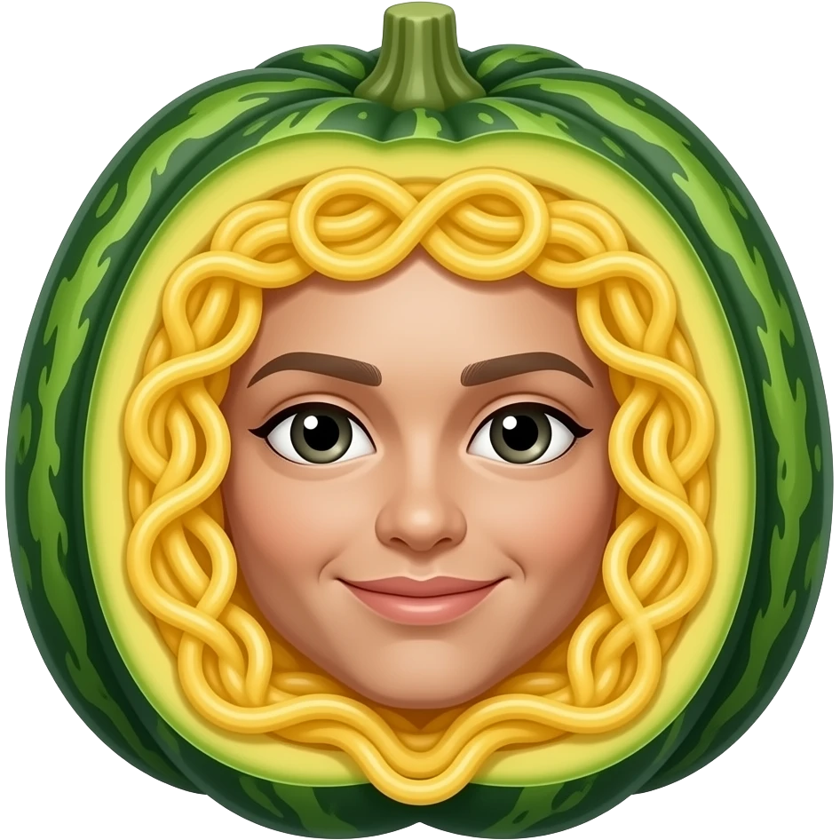 Inside of spaghetti squash as hair emoji