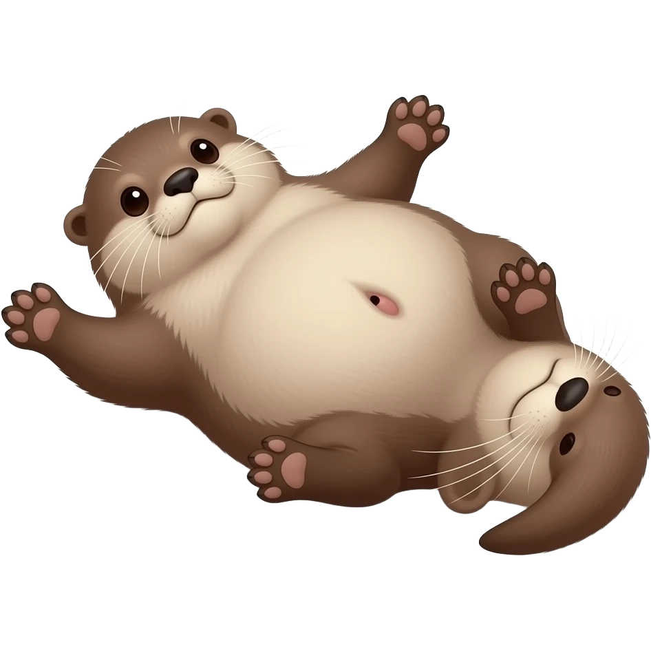 A female Otter is laying sprawled on her back,her Bellybutton booping on a satisfied gut from a hefty meal,Noticing her humongous overfed stomach,she is so stuffed with a heavy food baby,she can not move because her big full Tummy made her too fat. emoji