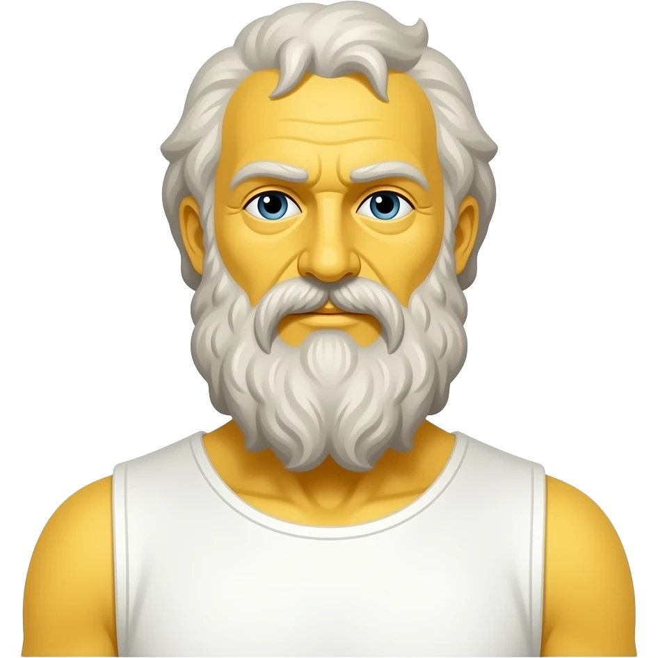 socrates piel amarilla, tunica blanca y minimalista tipico de emoji emoji