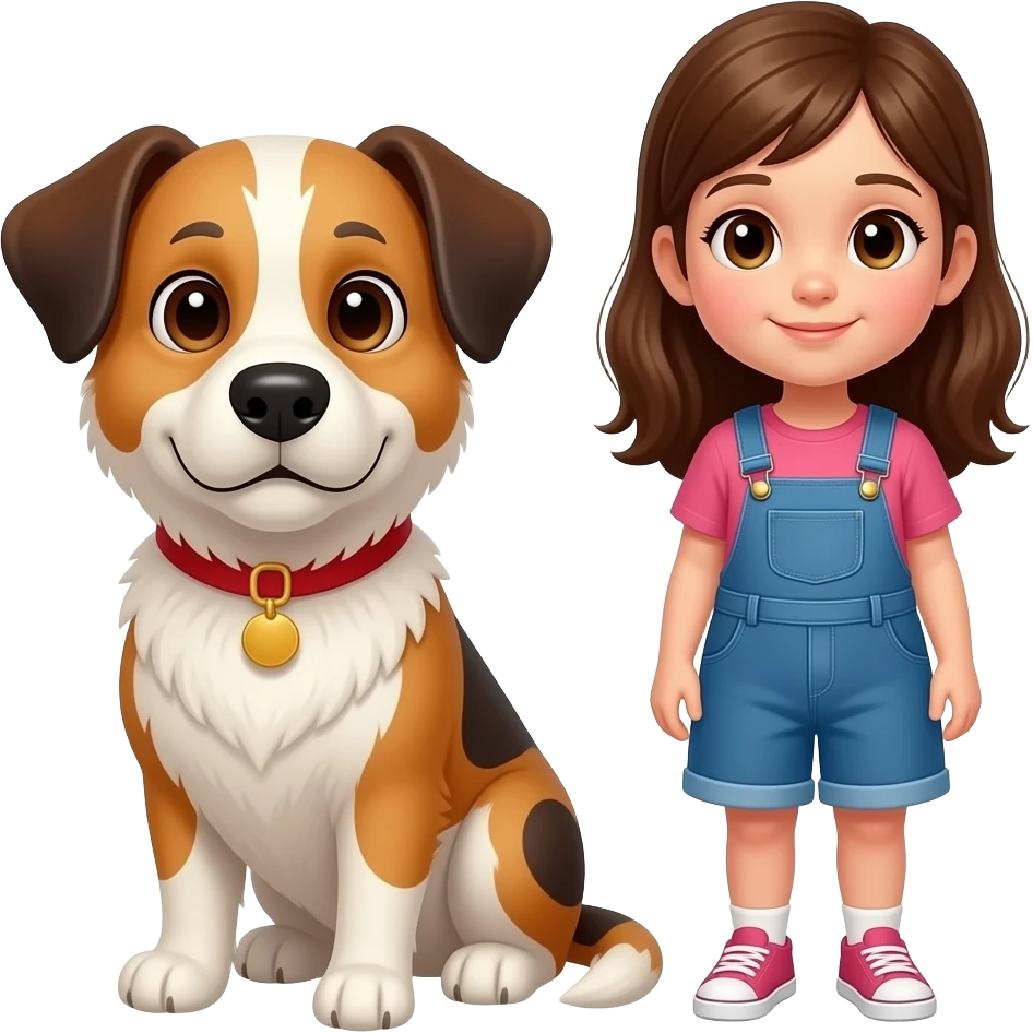Chien et jeune fille emoji