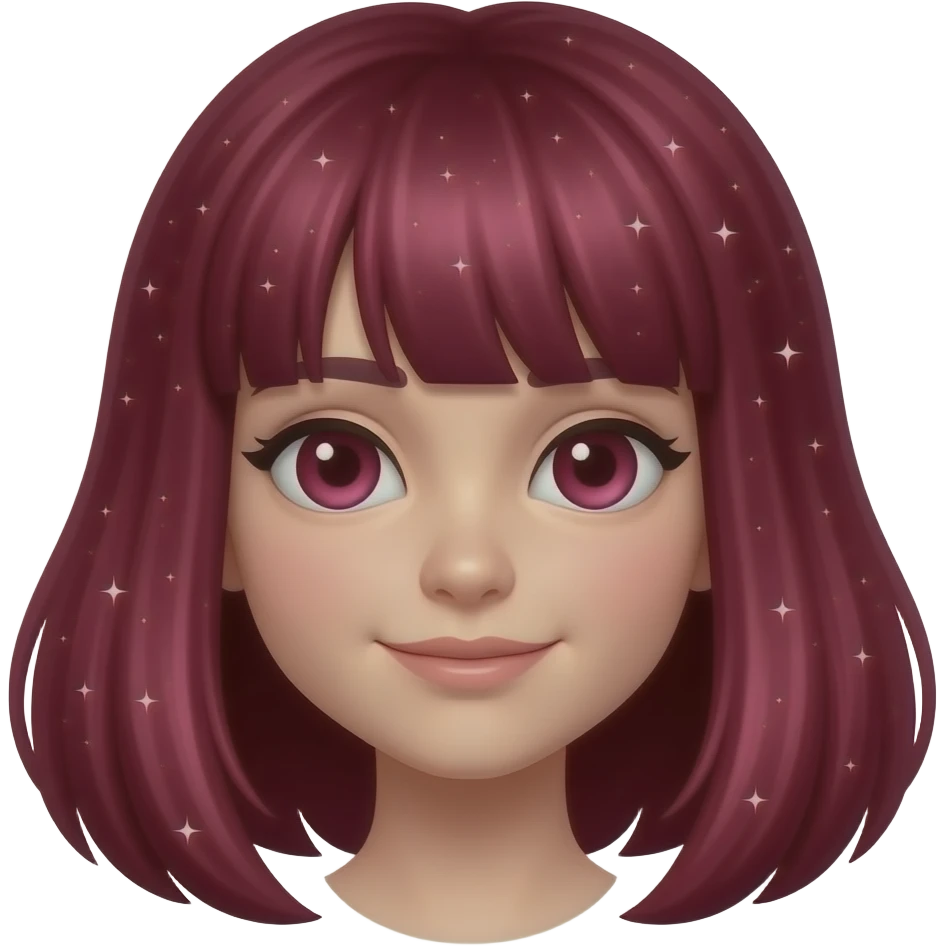 Hyper realistic fire red velvet fur soaked in starlight glitter and shadow gradients beautiful, shoulder bust emoji