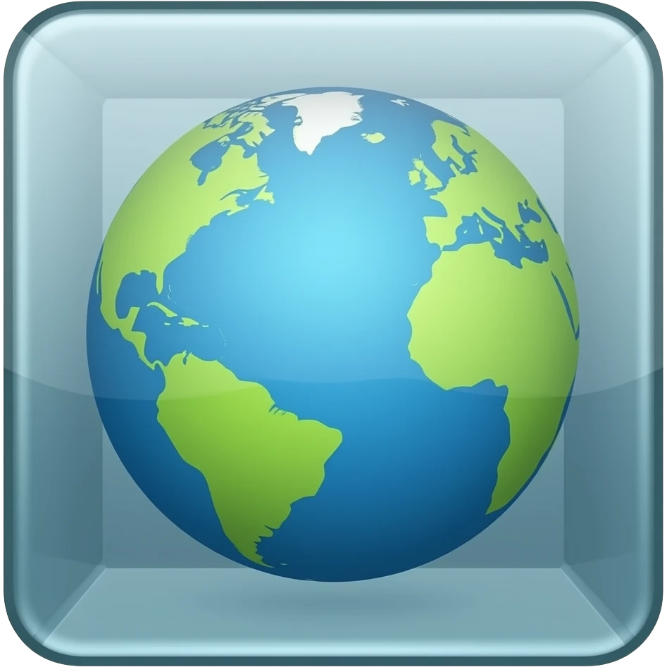 globe inside a square glass cube emoji