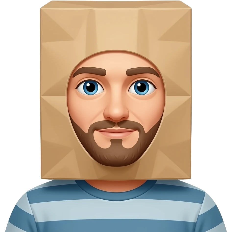 Men wearing trash paper bag emoji