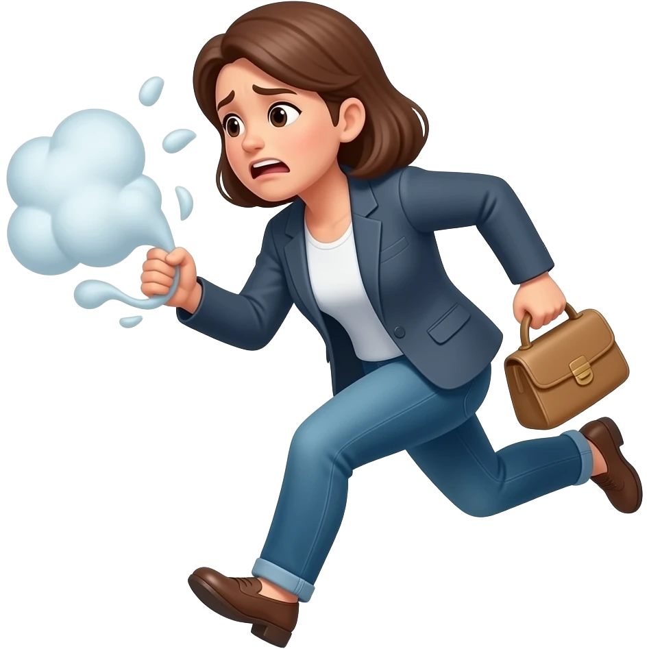 18. Mum Running Late     Chaotic stressed-out mother energy. shoulder shoot, like face pic emoji