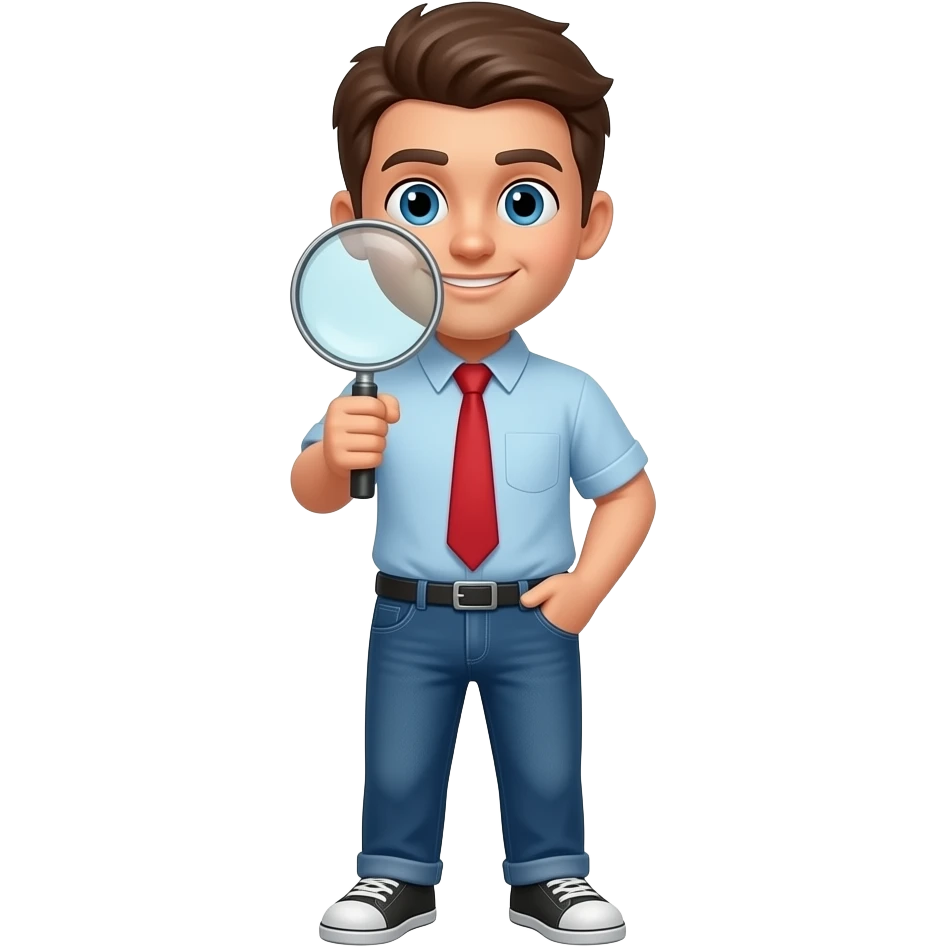 돋보기를 들고 있는  사람. 전신으로 만들어줘 emoji