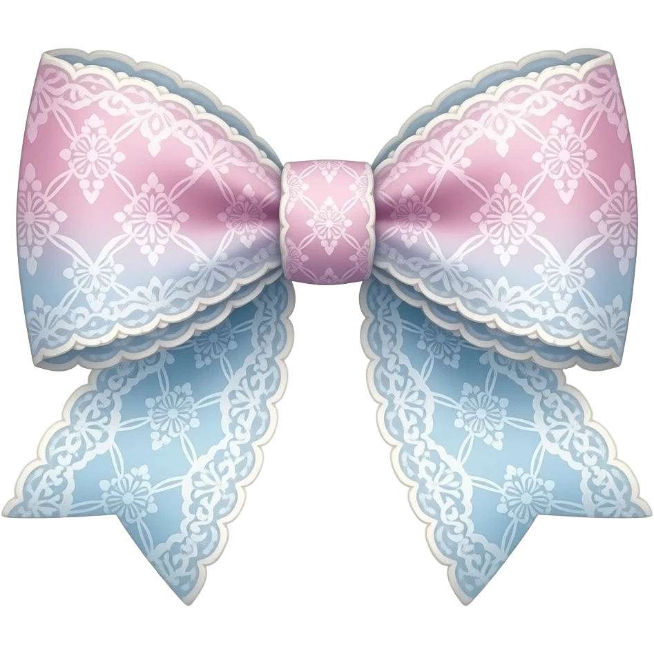 pink pastel ombre pastel blue with carnation rococo style pattern on bow lace coquette bow emoji