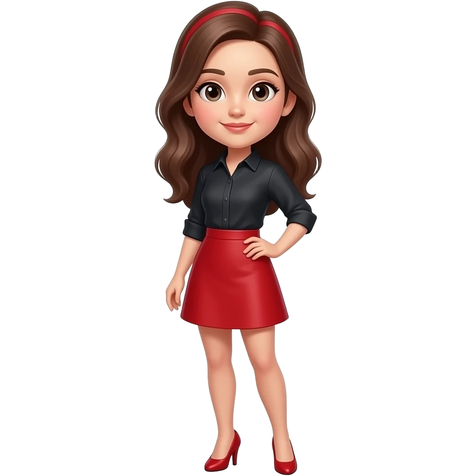 اريد افاتار لفتاة  متل افاترات بنترست ترتدي  تنورة حمرا وحداء بكعب عال و قميص اسود  وجميل emoji