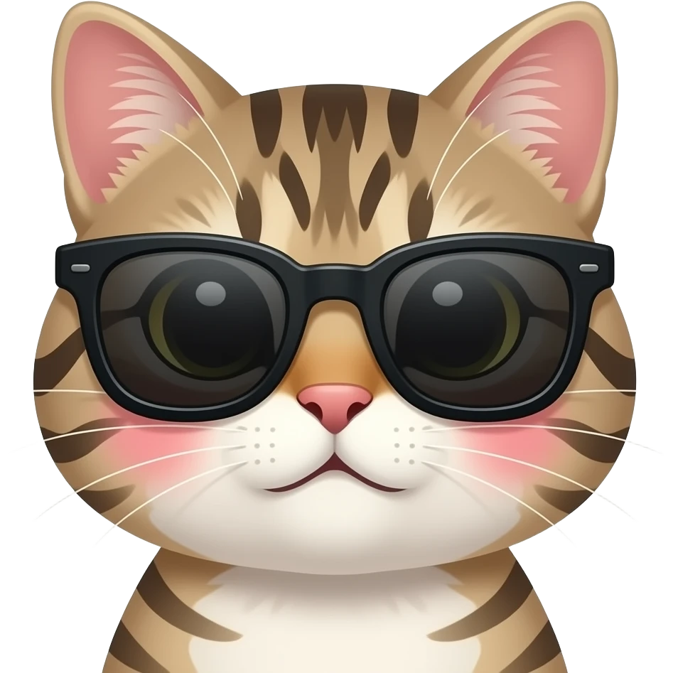 Cat blushing while wearing sunglasses emoji