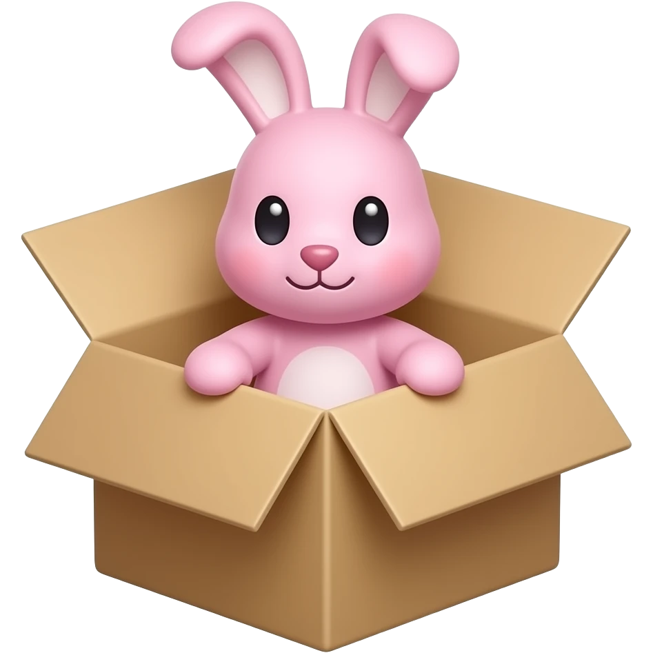 pink stuffed bunny inside a cardboard box emoji