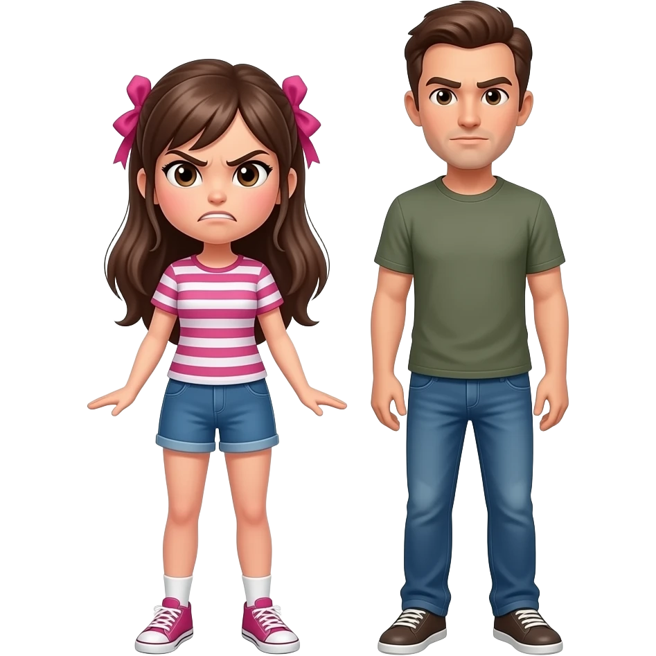 ¡ a full-body picture of an angry girl with a man. emoji