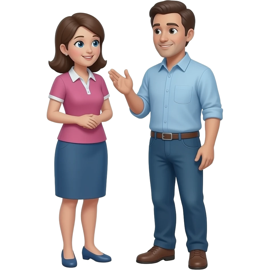 семья мама папа разговаривают друг с другом в полный рост emoji