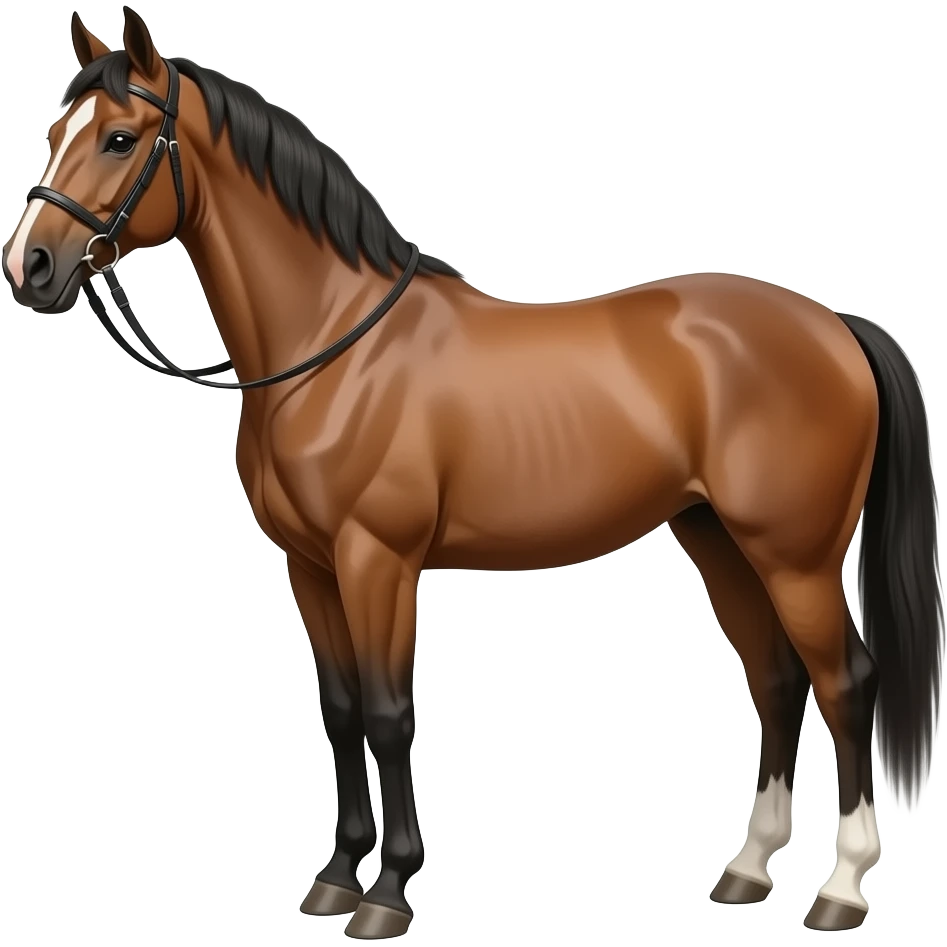 bay Morgan horse with a black halter not a bridle emoji