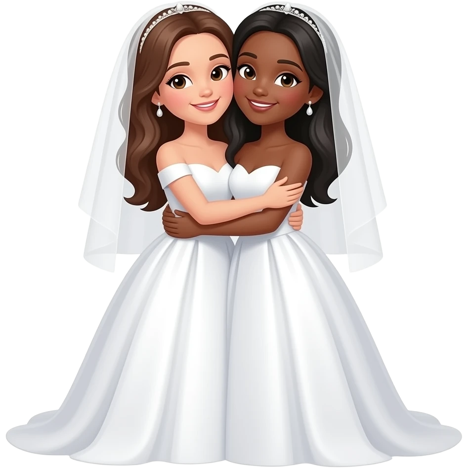 👰🏻‍♀️+👰🏾‍♀️+🫂 emoji