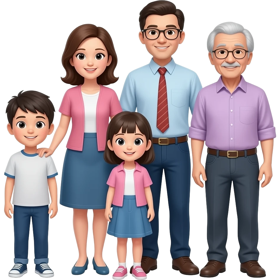 семья мама пап бабушка дедушка дети в полный рост emoji