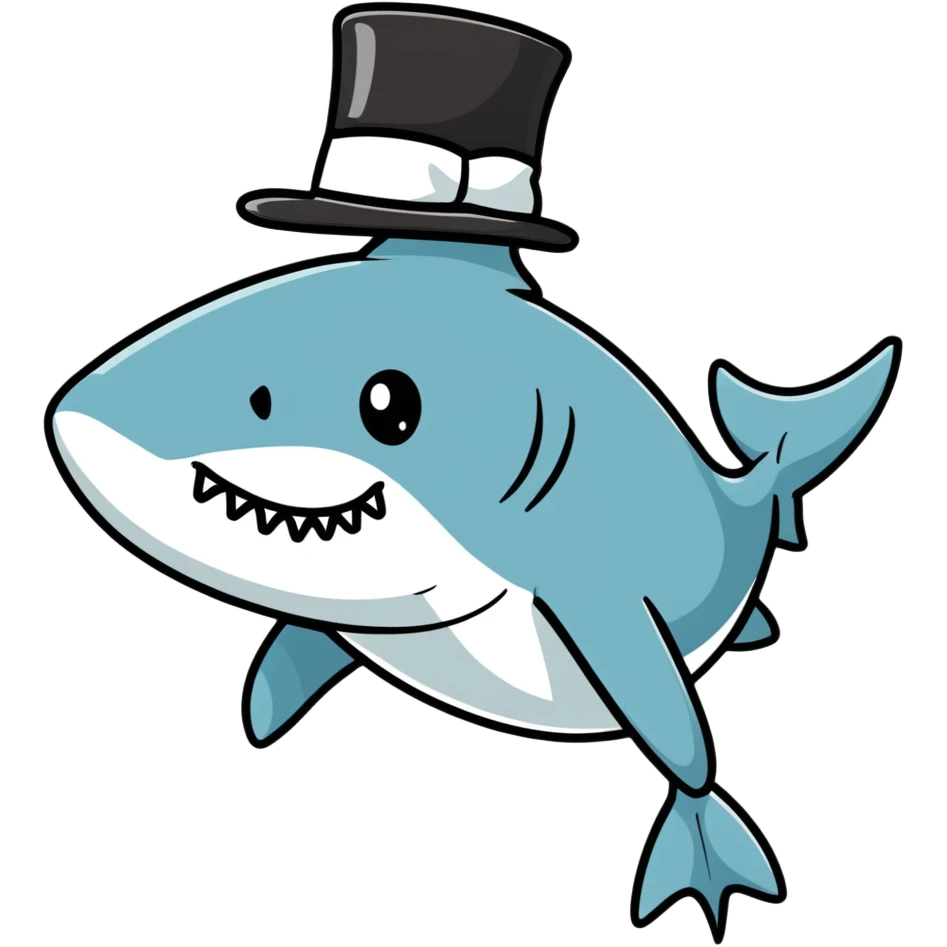 Shark with a top hat emoji