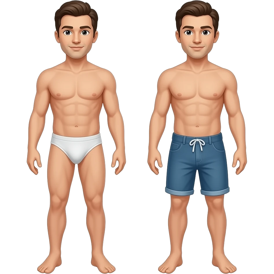 Man naked and man clothed full body emoji