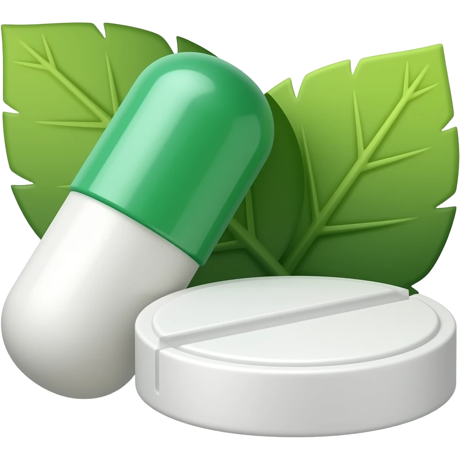 medicine beside leaves emoji