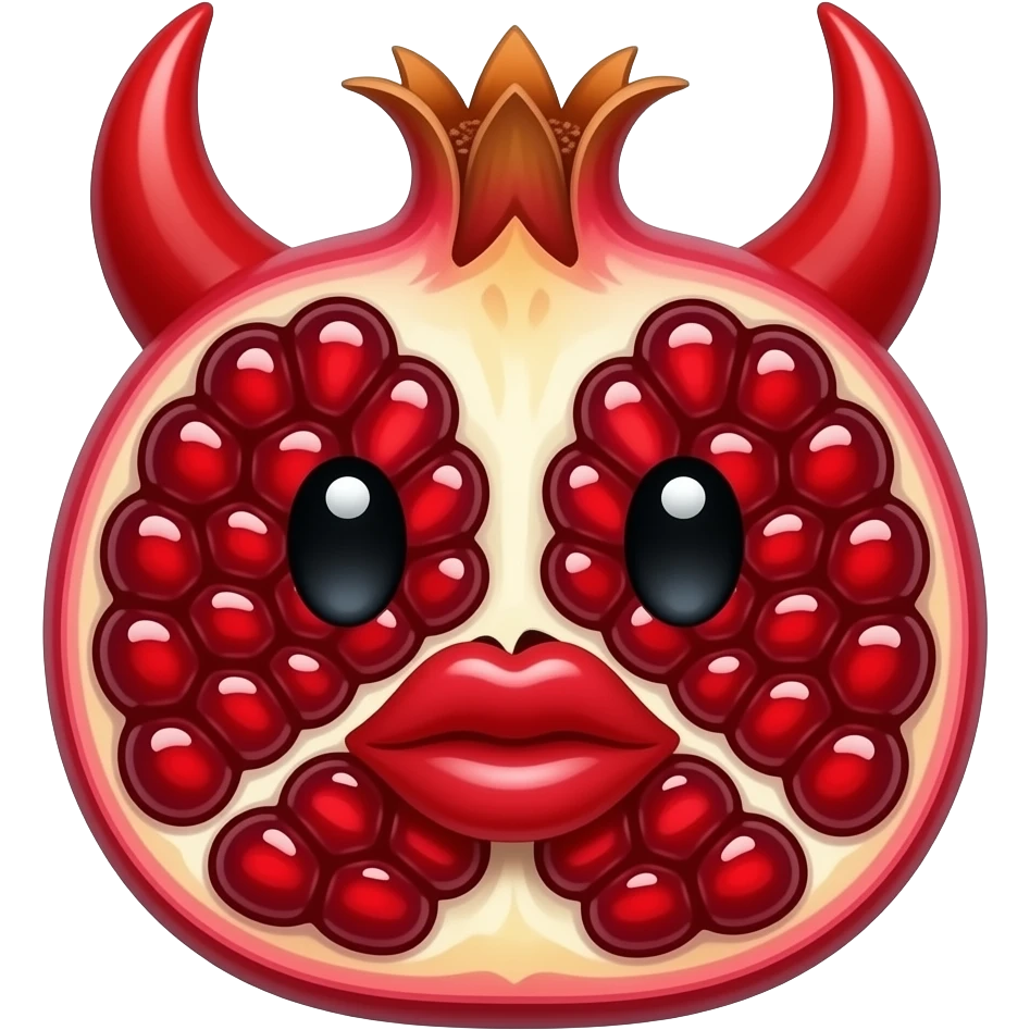 Pomegranate kissy face devil horns emoji
