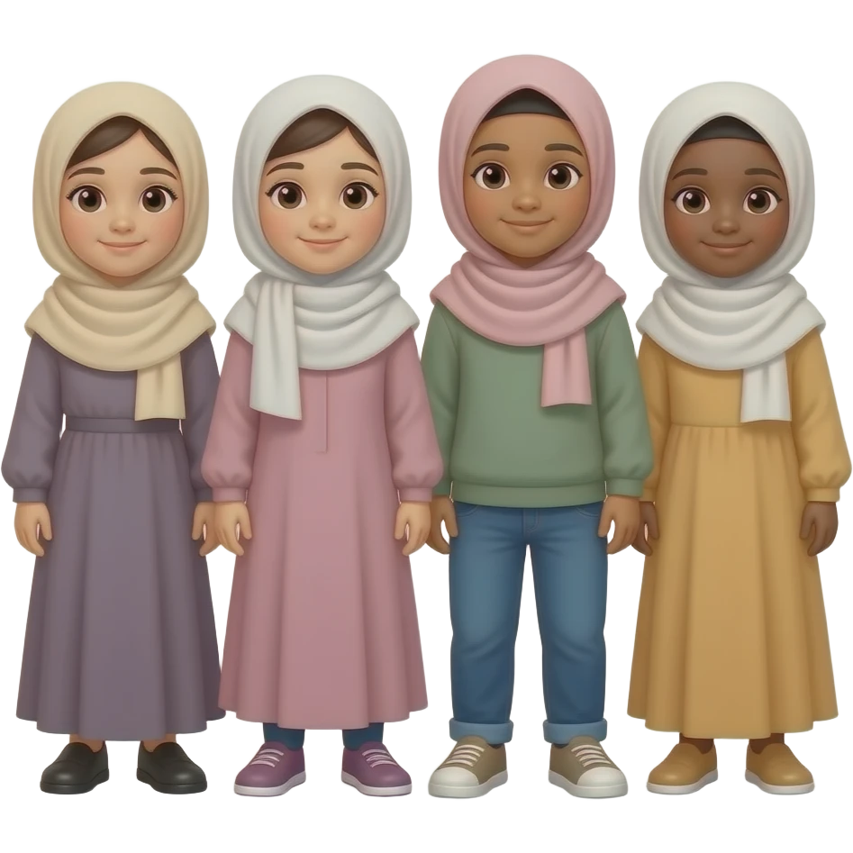 group of hijabi kids standing emoji
