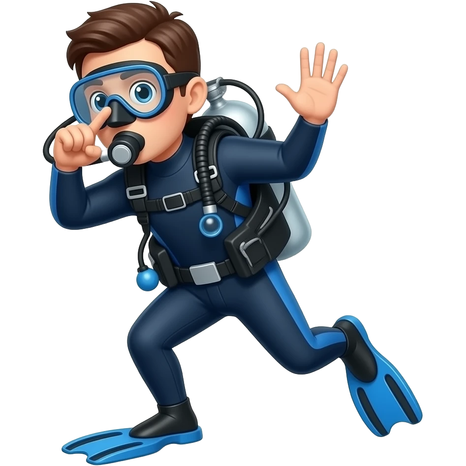 It’s the viral “scuba dance” meme where someone pretends to scuba dive: one hand pinches nose other arm waves side to side body bounces like swimming Used to show “I’m ignoring everything / I’m just vibing.” emoji