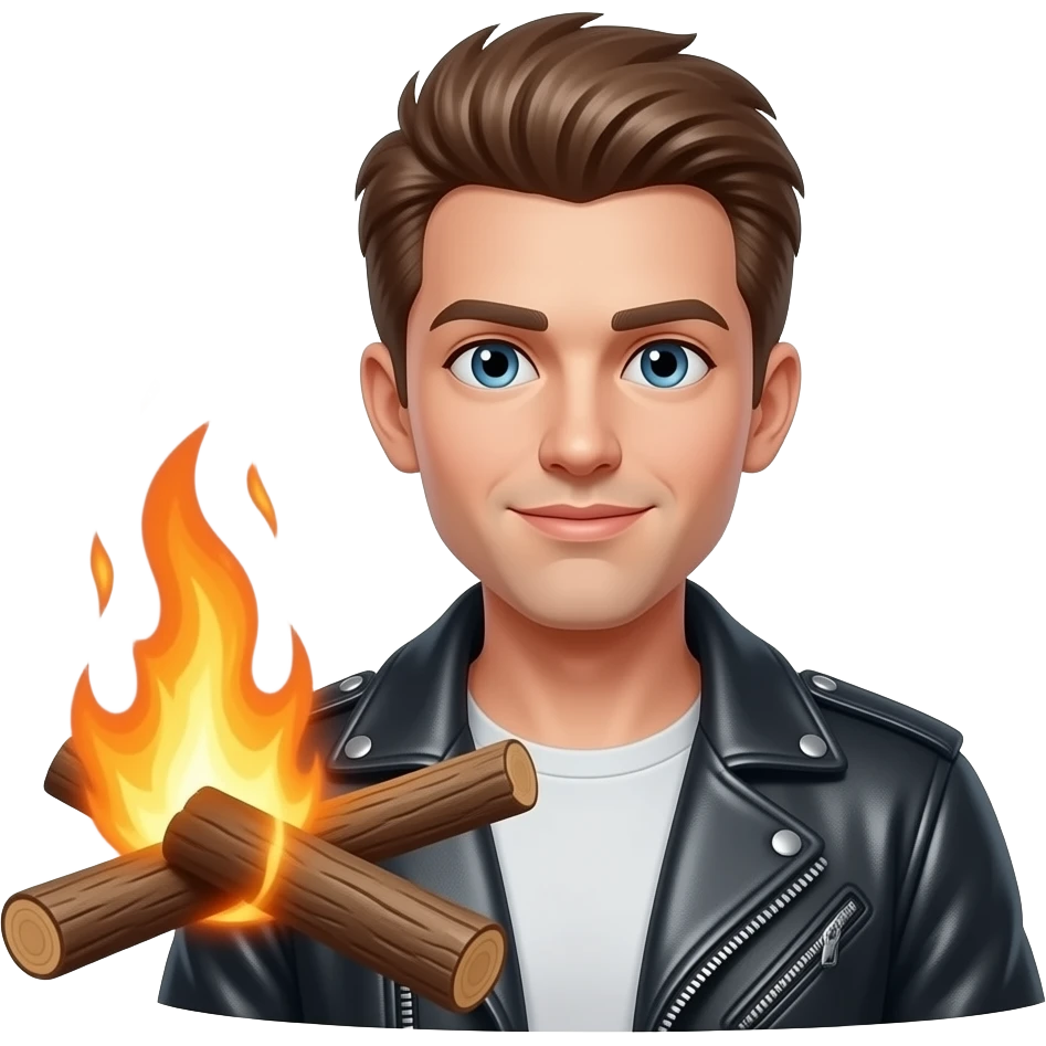 person walking with a burning piece of wood emoji