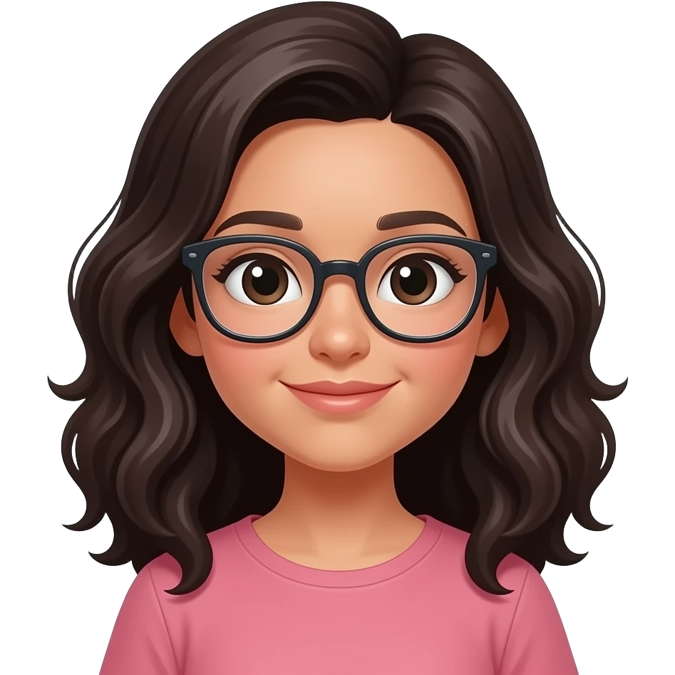 light skin girl dark wavy hair glasses emoji