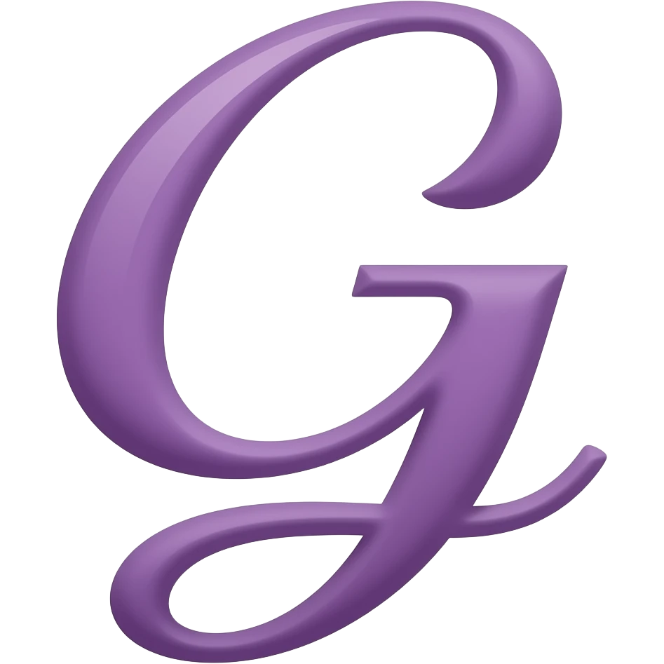 purple letter uppercase g in cursive style emoji