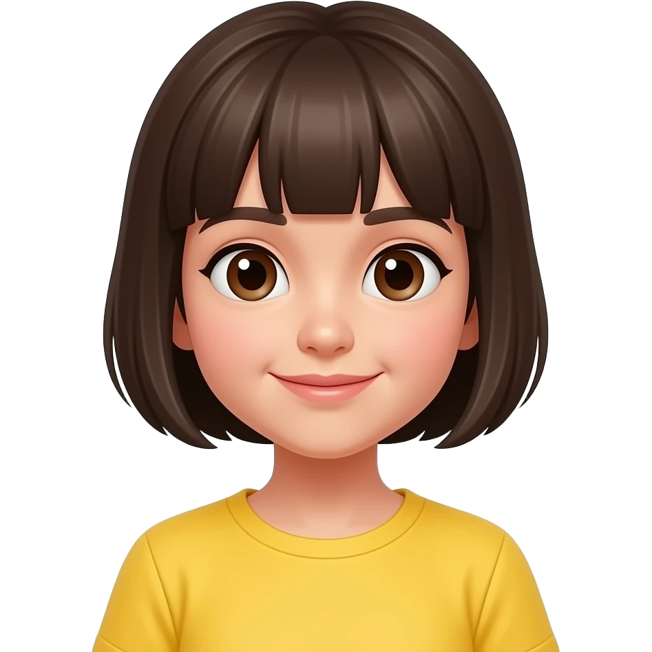 short hair kid girl in yellow emoji