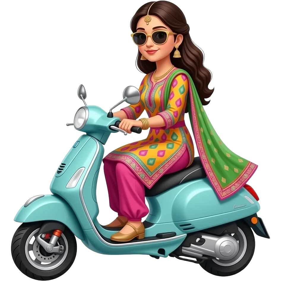 Scooty salwar suit indian lady with specx emoji