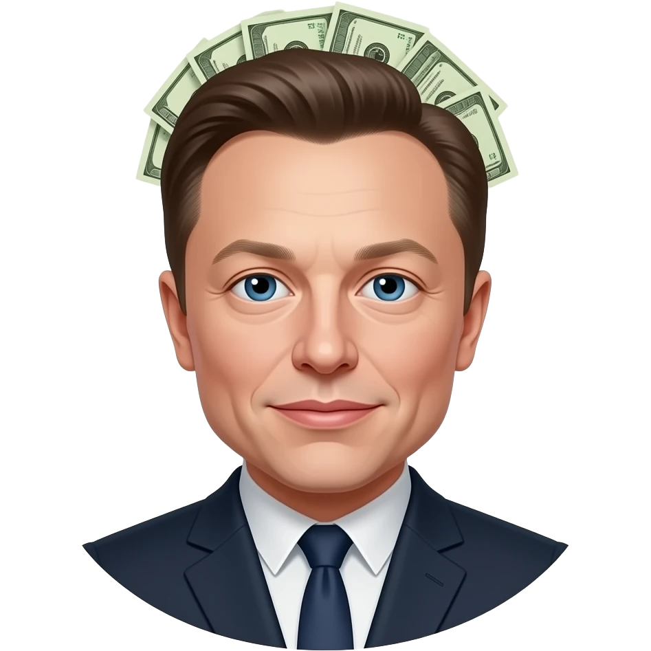 tete elon musk avec des billet emoji