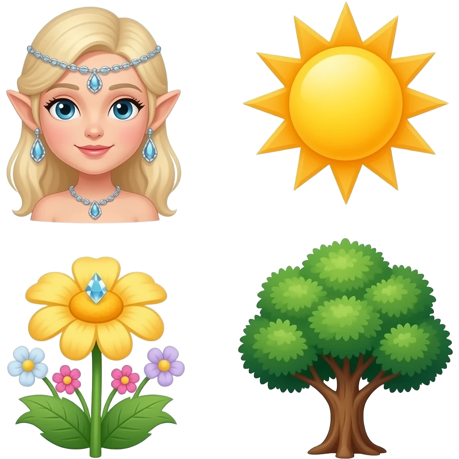 🧝🏻‍♀️💎🦋🌸🌳🌞 emoji
