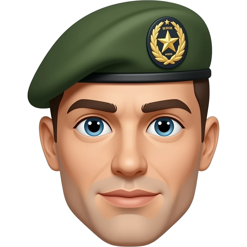 military style green bered clean shave head only emoji