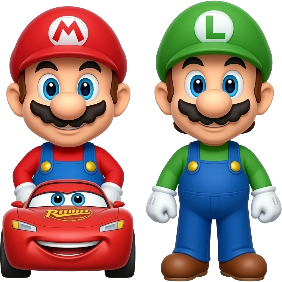Lightning McQueen with Mario and Luigi emoji