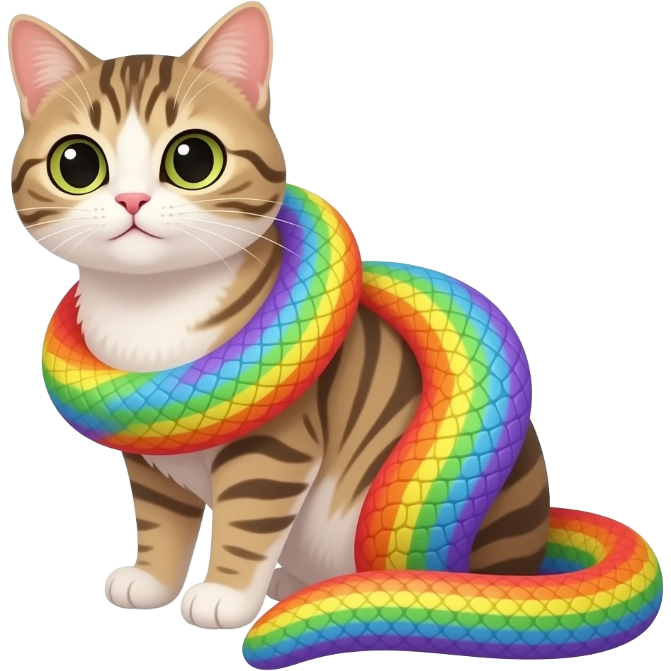 Quiero un gato con un 🐍 arcoiris emoji | AI Emoji Generator