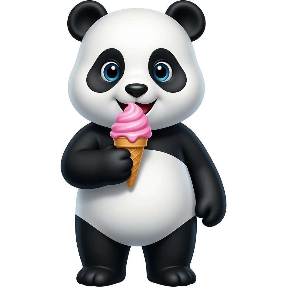 Panda eats ice cream emoji