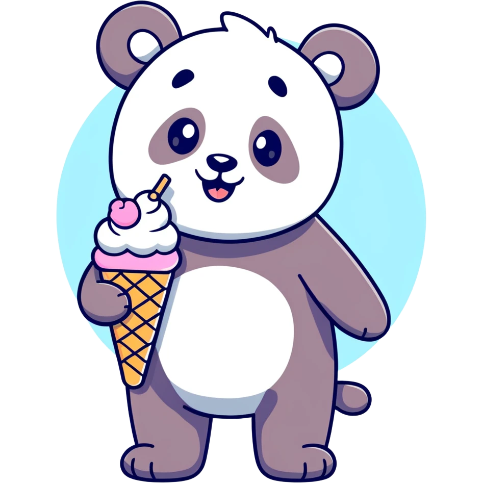 Panda eating ice cream emoji