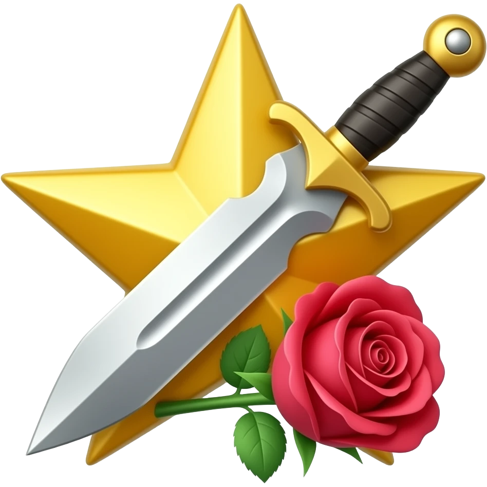 a star with a dagger and a rose emoji