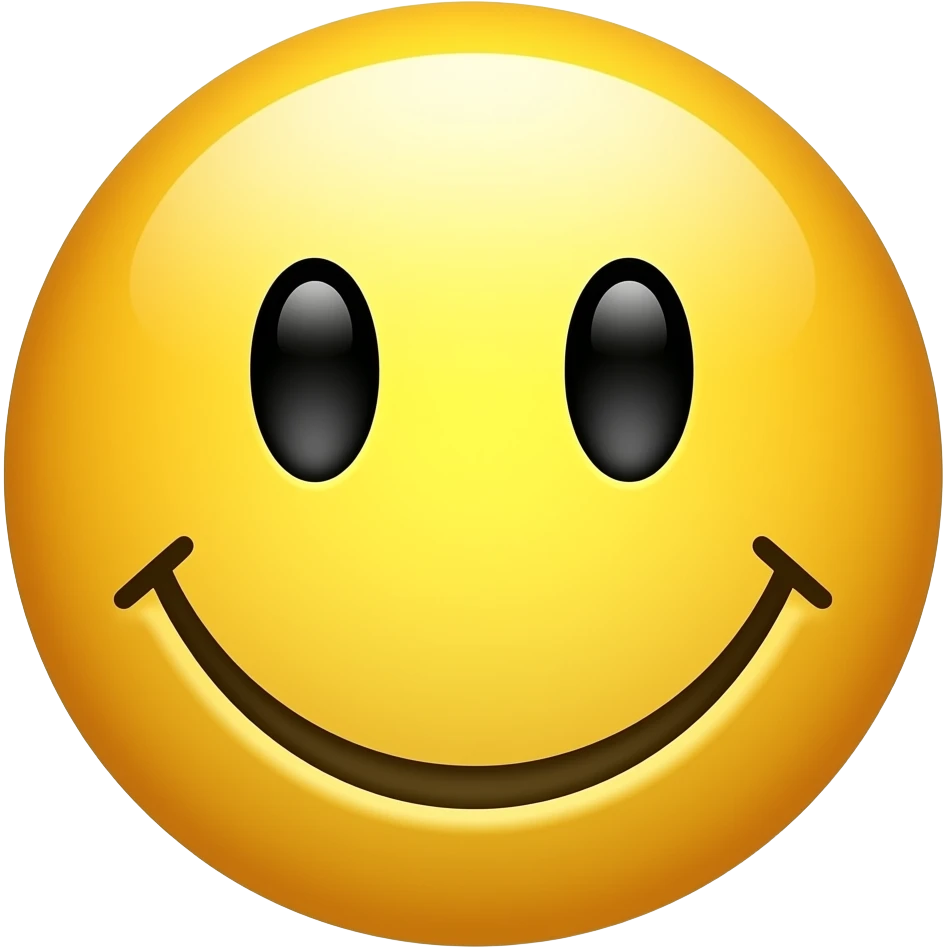 Typical yellow emoji face. Visibly on the spectrum emoji