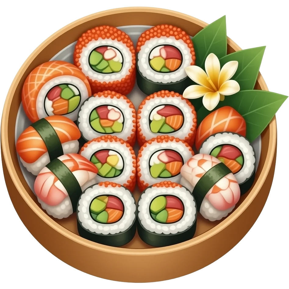 Sushi platter with flower on it emoji