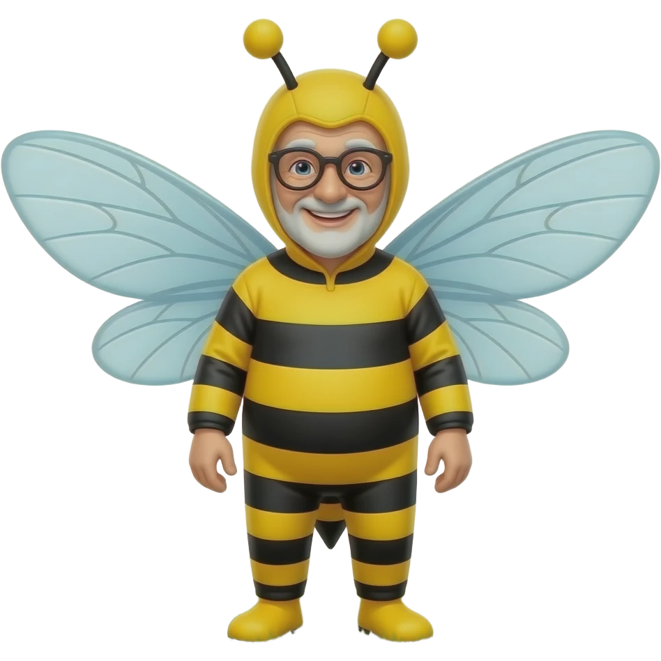 old man wearing bee costume emoji