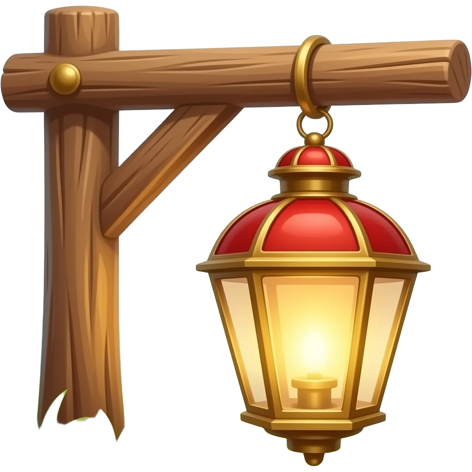 just a cartoonish style lantern hanging on a hillside cotage emoji