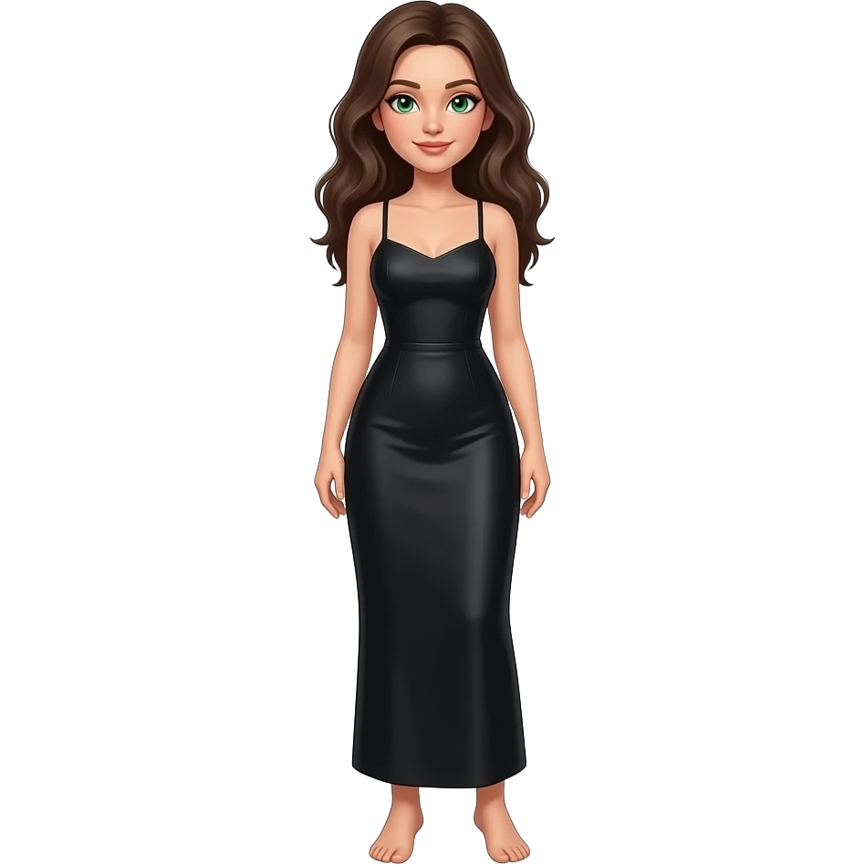 green eyes and bitch body complete with arms and legs with long skirt black emoji